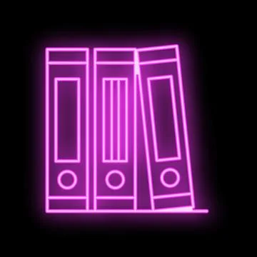 Neon office binders shining in the dark background Stockillustratie