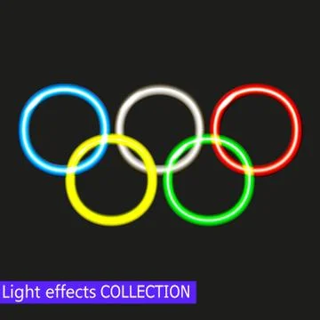 Neon Olympic rings Stock Illustration