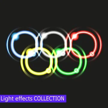 Neon Olympic rings Stock Illustration