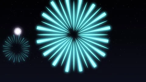 Neon one big firework burst repeating in the center with small bursts on a Stock-Footage 348331986