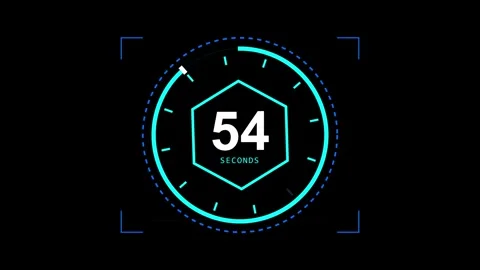 Neon One Minute Countdown Timer on Black Background Видео 345203481