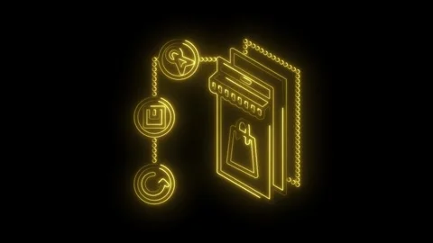 Neon online store e commerce purchase checkout delivery and return process .. Stock Footage 315961863