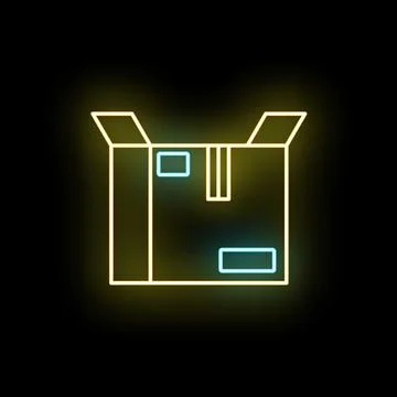 Neon open box icon for delivery logistics イラスト素材