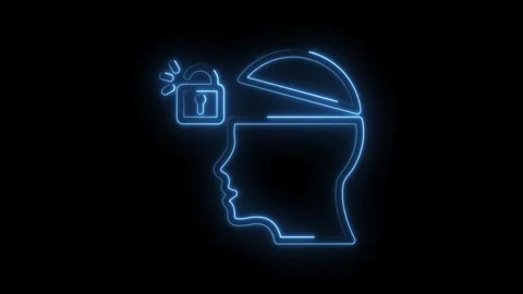 Neon open mind unlock creative thinking unlocking potential brainstorming ideas Stock Footage 330778218