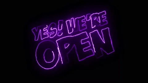 Neon open now Animated text on black background. Stock Footage 225849425