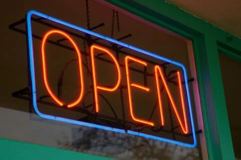 Neon open sign angle Stock Photos