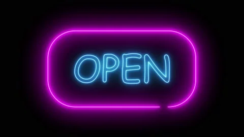 Neon open sign animation on black backgr... | Stock Video | Pond5