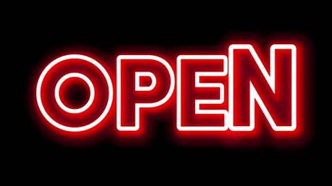 Neon Open sign animation on a black background. Stock Footage 201727475