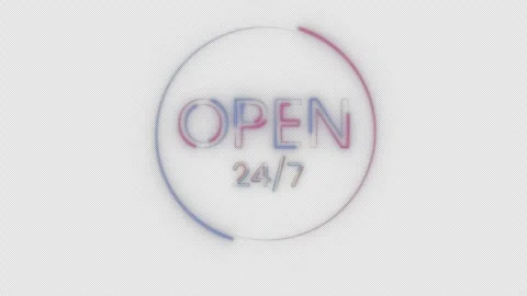 Neon "Open" sign with flicker on a transparent background. Stock Footage 257544531