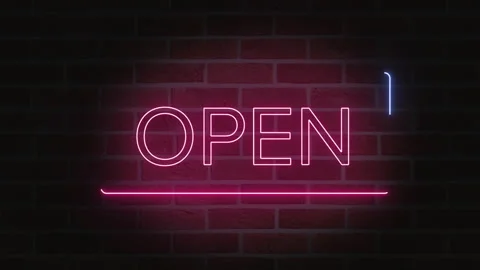 Neon Open Sign Stock Footage 232202590