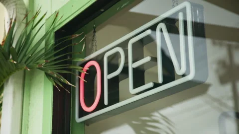 Neon Open Sign Stock Footage 345291767