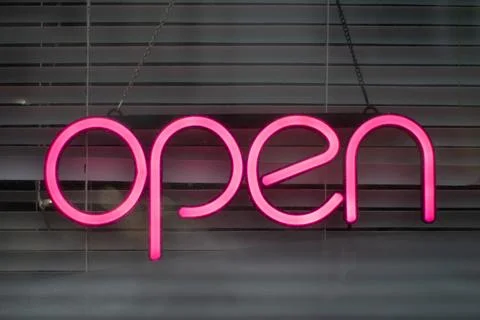 Neon "Open" Sign Foto stock
