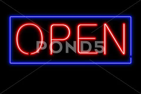 Neon open sign vector Stock Illustration