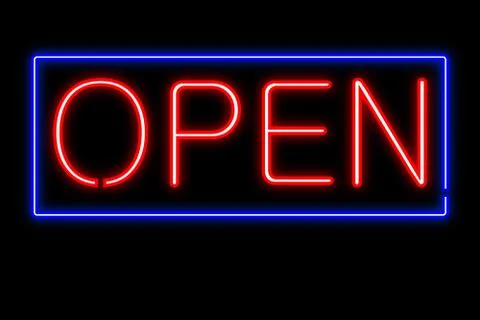 Neon open sign vector Stock Illustration