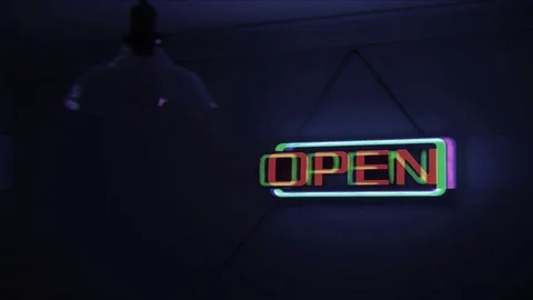Neon open signage Stock Footage 94124631