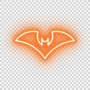Neon orange bat icon Stock Illustration