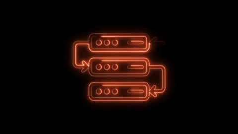 Neon orange data processing network schematic illustration on black backgro.. Stock Footage 316842380