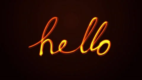 Neon Orange Hello Text Animation. Stock Footage 219123692