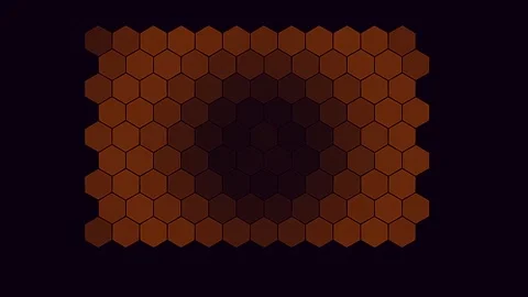 Neon orange hexagonal tessellation for pattern wave visuals. Professional 스톡 동영상 342624162