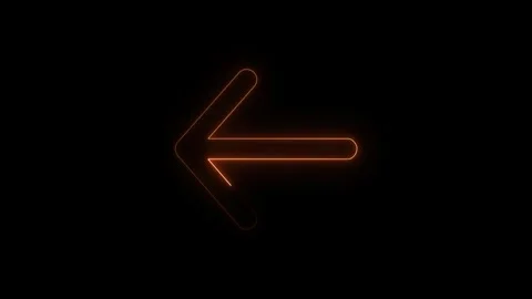 Neon orange left arrow sign animation appearing on black background creativ.. Stock Footage 338287993