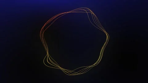 Neon orange line art shape on dark blue background Stock Footage 323575835