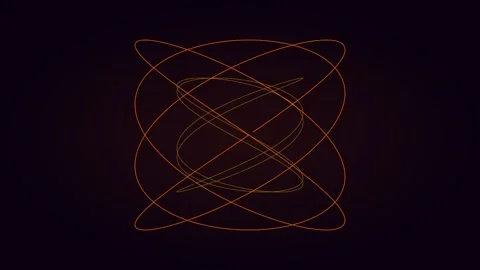 Neon orange lissajous curve for math art visuals. Professional psychedelic Stock Footage 342624351