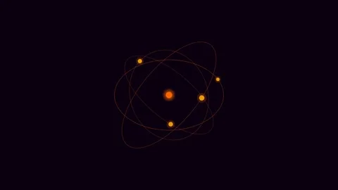 Neon orange orbital rings for quantum atom visuals. Professional psychedelic 스톡 동영상 342624104