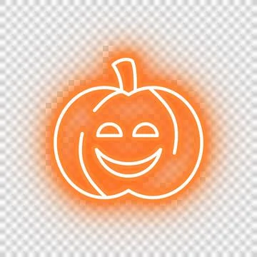 Neon orange pumpking icon Stock Illustration
