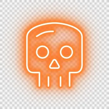 Neon orange skull icon Stock Illustration