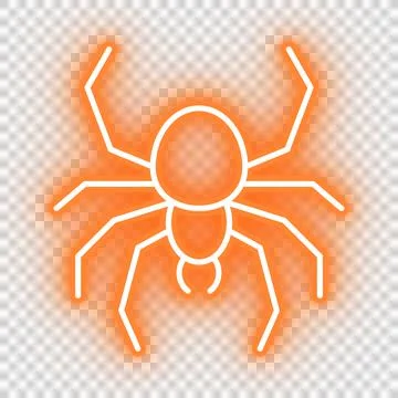 Neon orange spider icon Stock Illustration