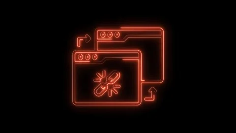 Neon orange web link icon animation on black background for website connect.. Stock Footage 312448371