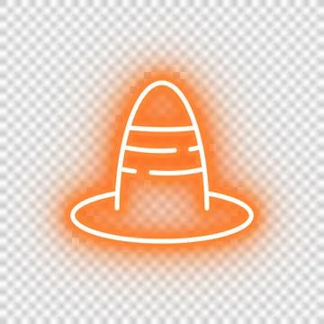 Neon orange witch hat icon Stock Illustration