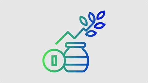 Neon Organic Jar with Leaf and Growth Arrow on Transparent Background Vidéo 337661518