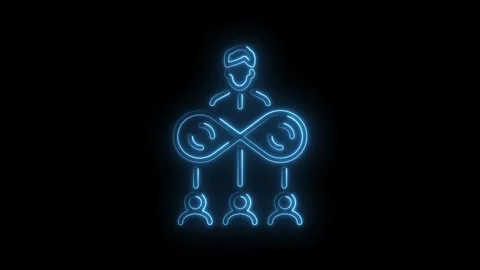 Neon organization chart icon animation leadership management team structure Stock Footage 330775237