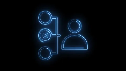 Neon organization chart with user structure flow on a dark background explained Stock Footage 322962504