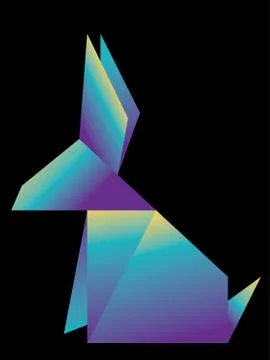 Neon origami rabbit Stock Illustration