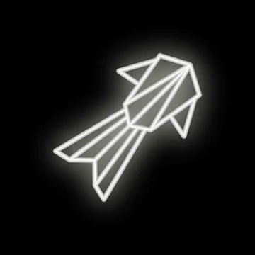 Neon origami rocket ship flying through space Stock Illustration