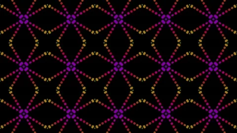 Neon ornamental pattern with colorful dashes on black background Stock Footage 306952772