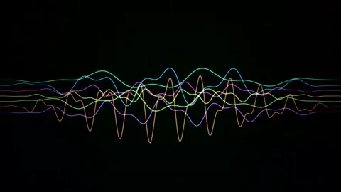 Neon Oscilloscope Waves Drifting in Looping Motion Background Video stock 348301953