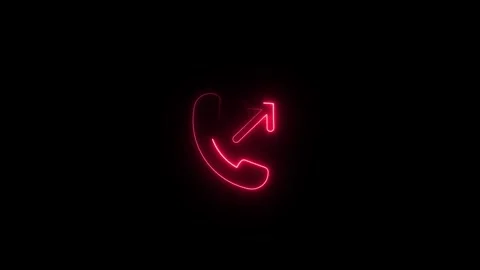 Neon Outgoing phone call icon animated video Stock Footage 309229277