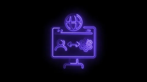 Neon outline animation of customer conversion process on a computer screen Stock Footage 330775484