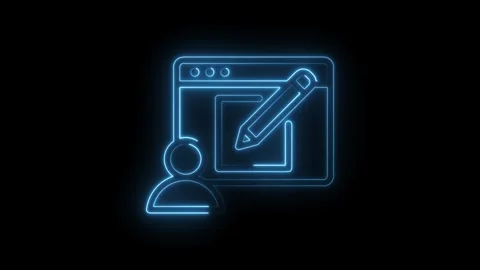 Neon outline design interface with user icon animated on a black background Stock Footage 330777818