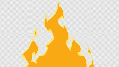 Neon Outline Fire Flames Loop Animation, Orange Red 2D Energy Effect with Tr Stock Footage 347897622