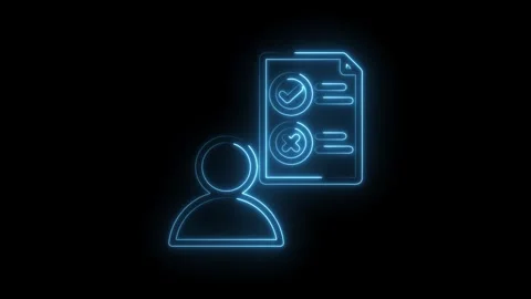 Neon outline human icon with checklist document approved rejected decision Stock Footage 333955080