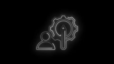 Neon outline icon representing user and gear integration symbolizing teamwo.. Stock Footage 346897214