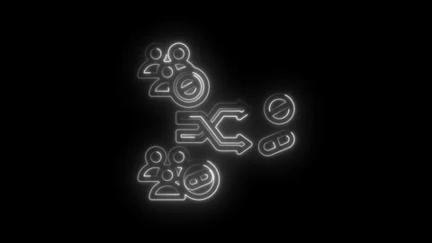 Neon outline icons representing data transfer connection and disconnection .. Stock Footage 346823537