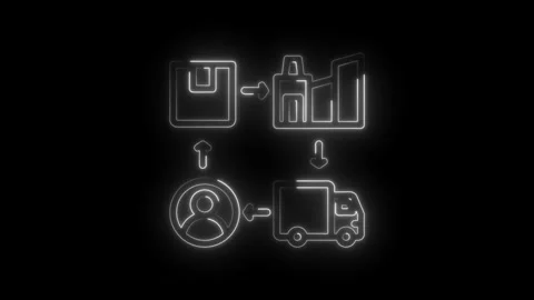Neon Outline Logistics Process Flow Chart Package Delivery Customer Service Icon Stock Footage 333964366