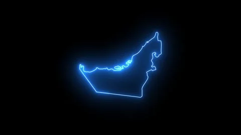 Neon outline map of united arab emirates animation Stock Footage 330524816