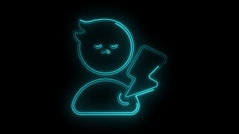 Neon outline of person experiencing a panic attack flashy light on black ba.. Stock Footage 309909631