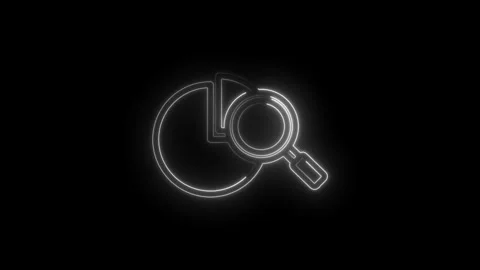 Neon outline pie chart and magnifying glass icon animation on black backgro.. Stock Footage 346131980